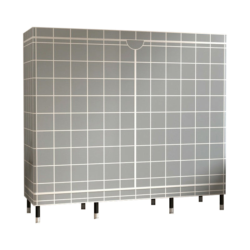 Contemporary Wardrobe Cabinet with Shelves Steel Wardrobe Armoire