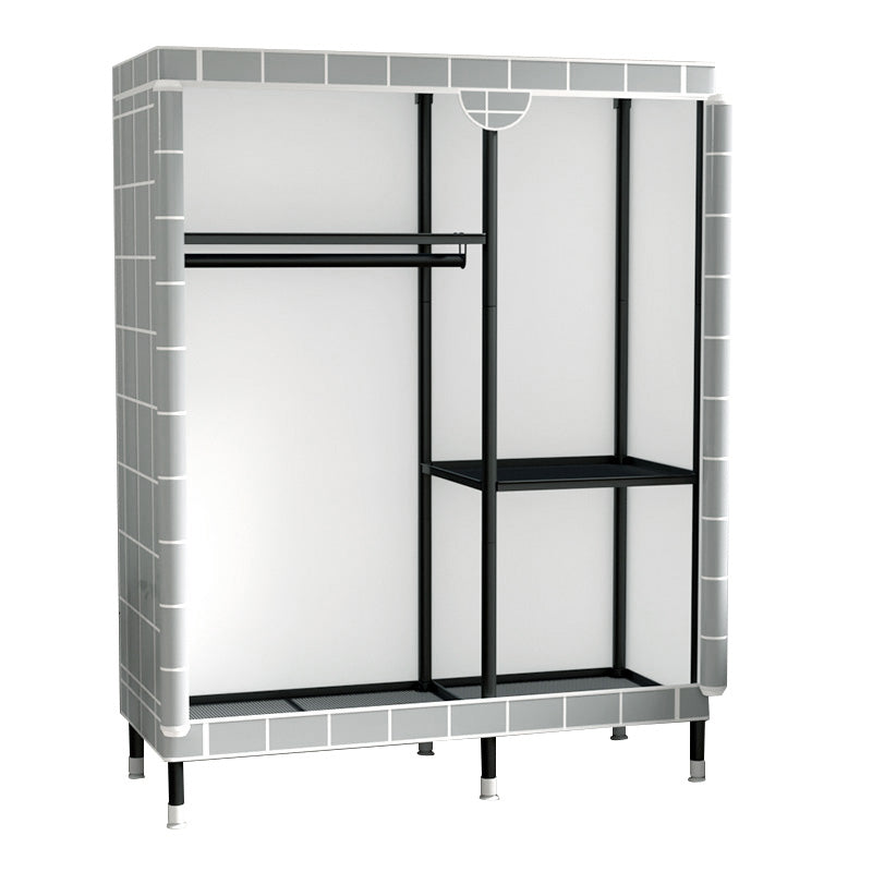Contemporary Wardrobe Cabinet with Shelves Steel Wardrobe Armoire