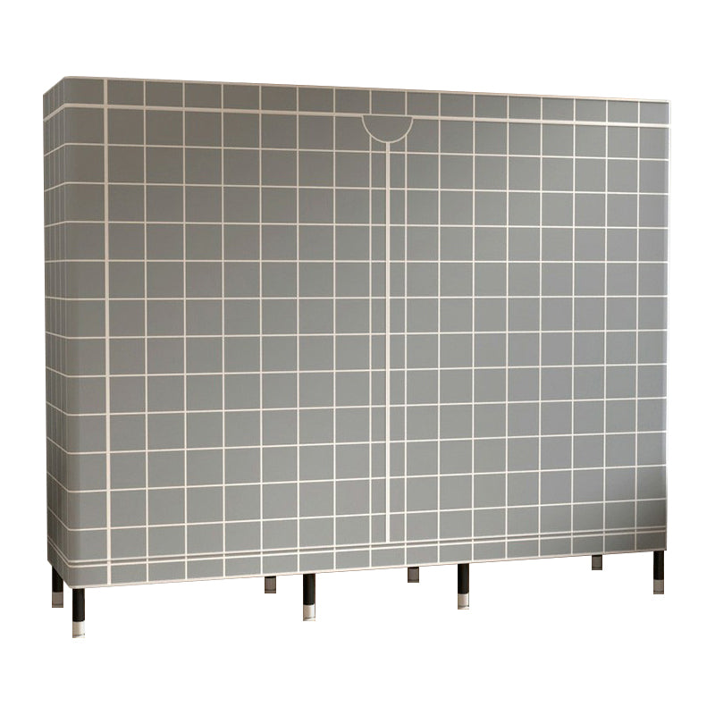 Contemporary Wardrobe Cabinet with Shelves Steel Wardrobe Armoire