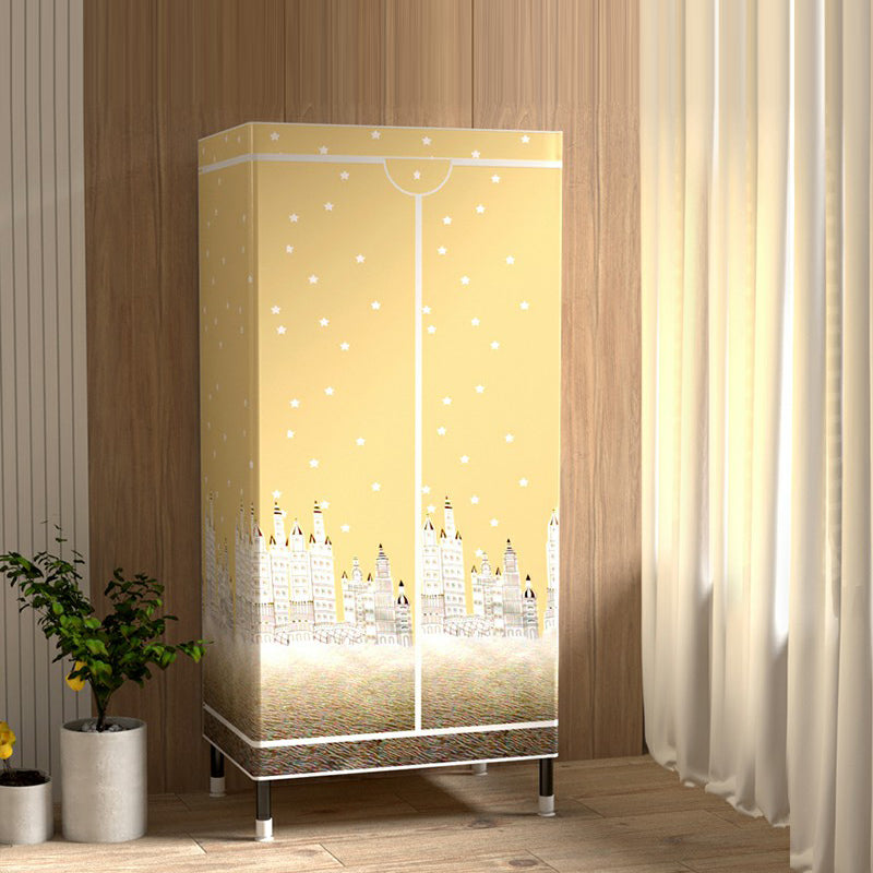 Contemporary Wardrobe Cabinet with Shelves Steel Wardrobe Armoire