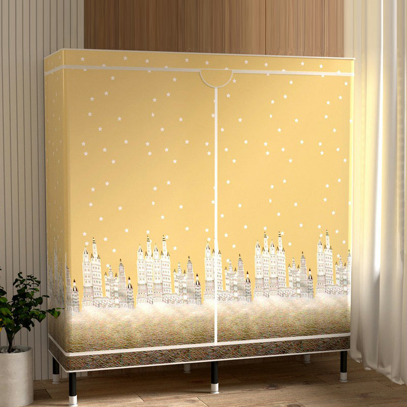 Contemporary Wardrobe Cabinet with Shelves Steel Wardrobe Armoire