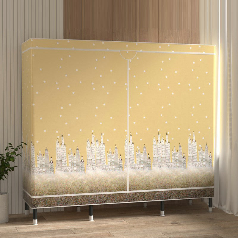 Contemporary Wardrobe Cabinet with Shelves Steel Wardrobe Armoire