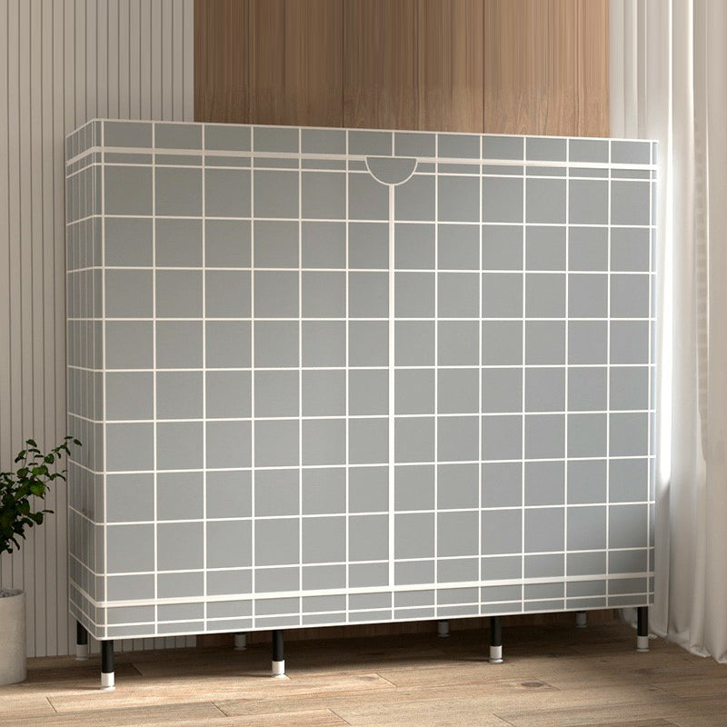 Contemporary Wardrobe Cabinet with Shelves Steel Wardrobe Armoire