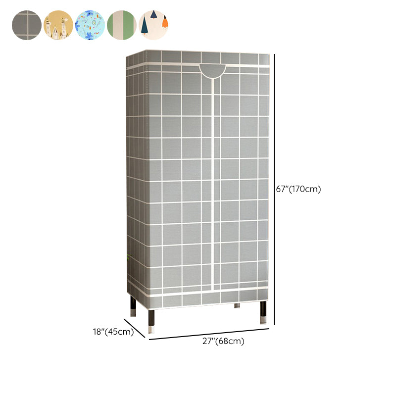 Contemporary Wardrobe Cabinet with Shelves Steel Wardrobe Armoire