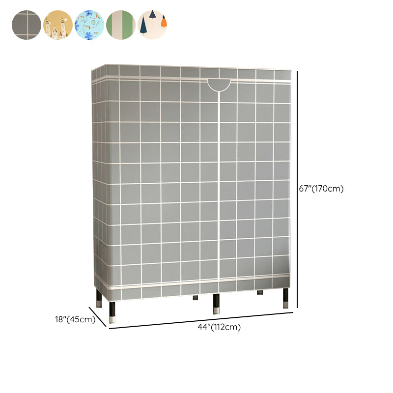 Contemporary Wardrobe Cabinet with Shelves Steel Wardrobe Armoire