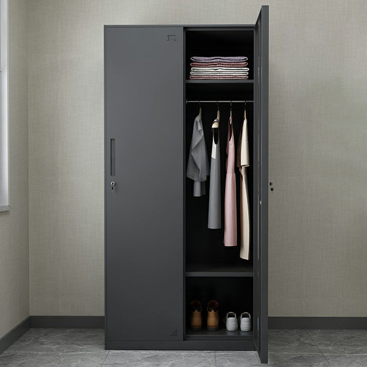 Steel Wardrobe Armoire with Lock Hinged Wardrobe Cabinet for Home