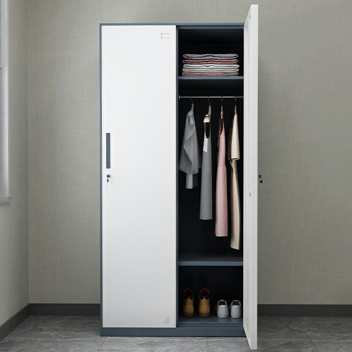 Steel Wardrobe Armoire with Lock Hinged Wardrobe Cabinet for Home