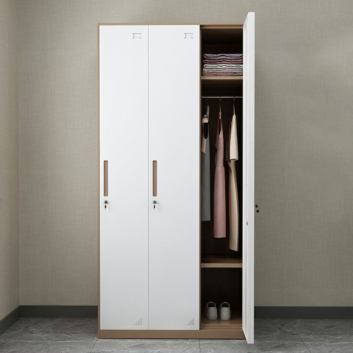 Steel Wardrobe Armoire with Lock Hinged Wardrobe Cabinet for Home