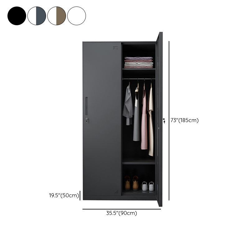 Steel Wardrobe Armoire with Lock Hinged Wardrobe Cabinet for Home