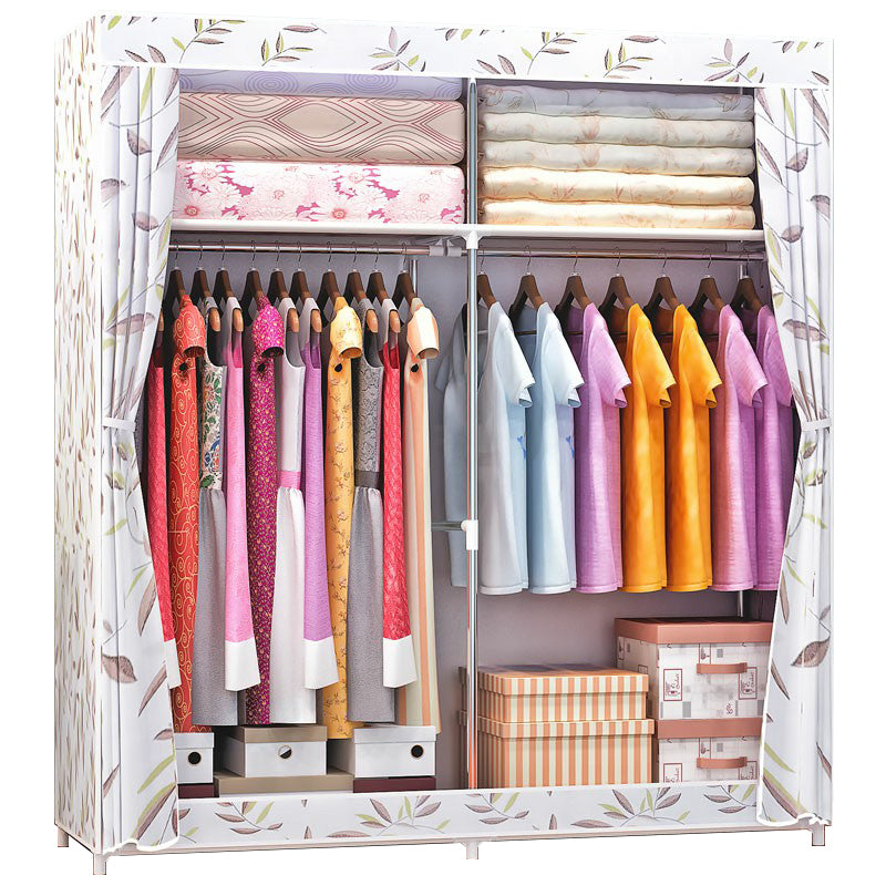 Contemporary Wardrobe Armoire Metal Wardrobe Cabinet - 51.18 x 18.11 x 66.14 Inches