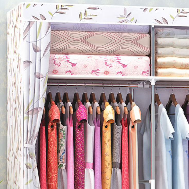 Contemporary Wardrobe Armoire Metal Wardrobe Cabinet - 51.18 x 18.11 x 66.14 Inches