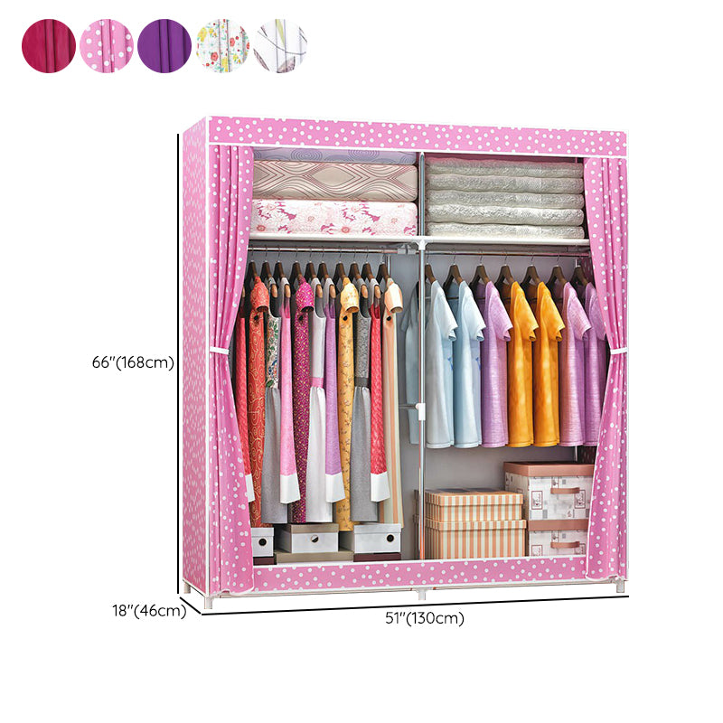 Contemporary Wardrobe Armoire Metal Wardrobe Cabinet - 51.18 x 18.11 x 66.14 Inches