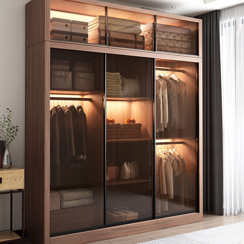 Brown Engineered Wood Wardrobe Armoire Modern Wardrobe Closet