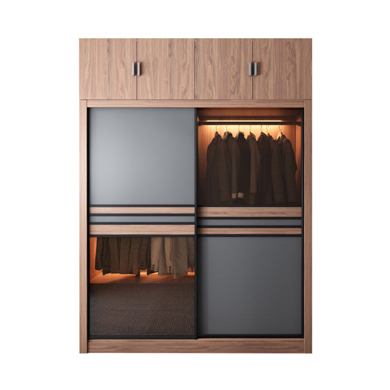 Brown Engineered Wood Wardrobe Armoire Modern Wardrobe Closet