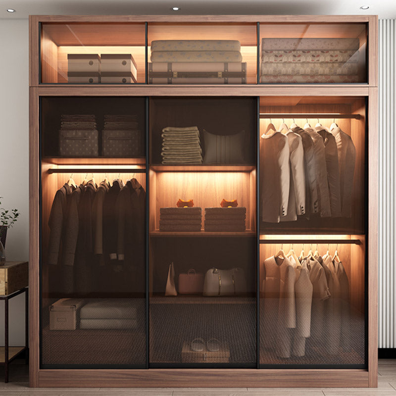 Brown Engineered Wood Wardrobe Armoire Modern Wardrobe Closet