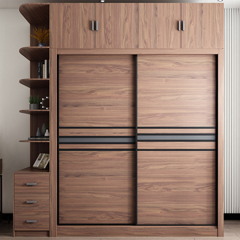 Brown Engineered Wood Wardrobe Armoire Modern Wardrobe Closet