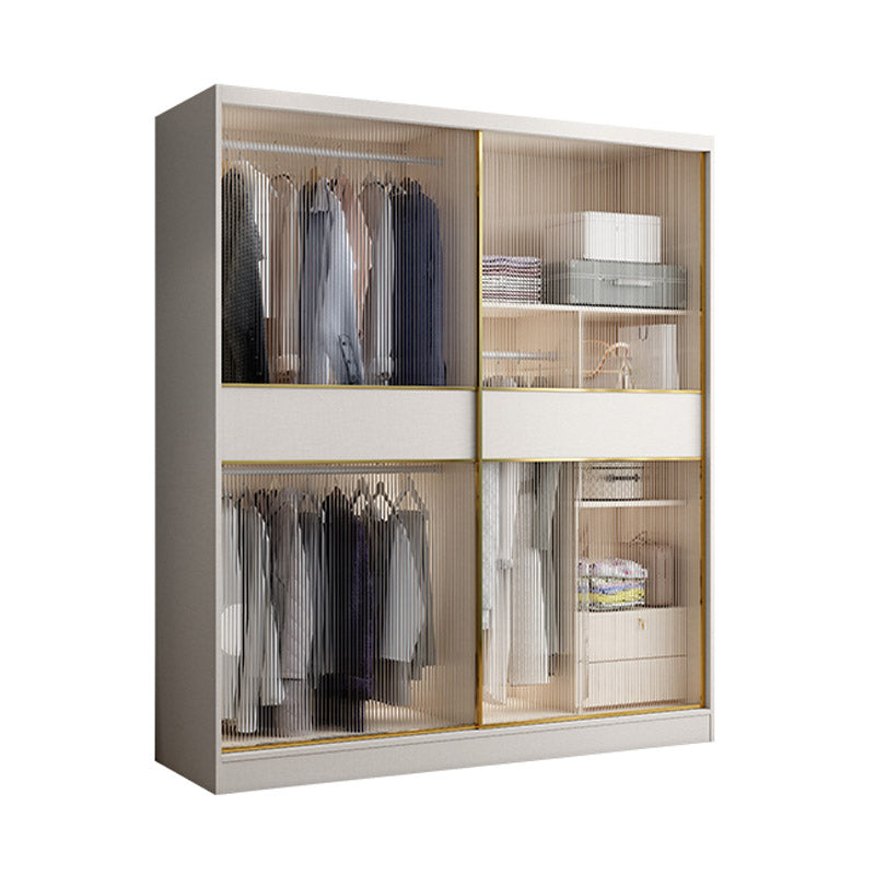 White Engineered Wood Wardrobe Closet Sliding Wardrobe Armoire