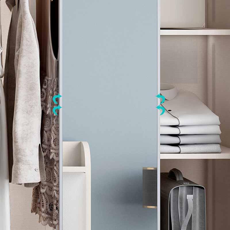 White Engineered Wood Wardrobe Closet Sliding Wardrobe Armoire