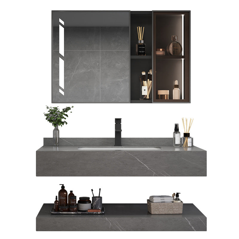 Contemporary Space Saver Vanity Mirror Cabinet Bathroom Vanity Cabinet in Gray