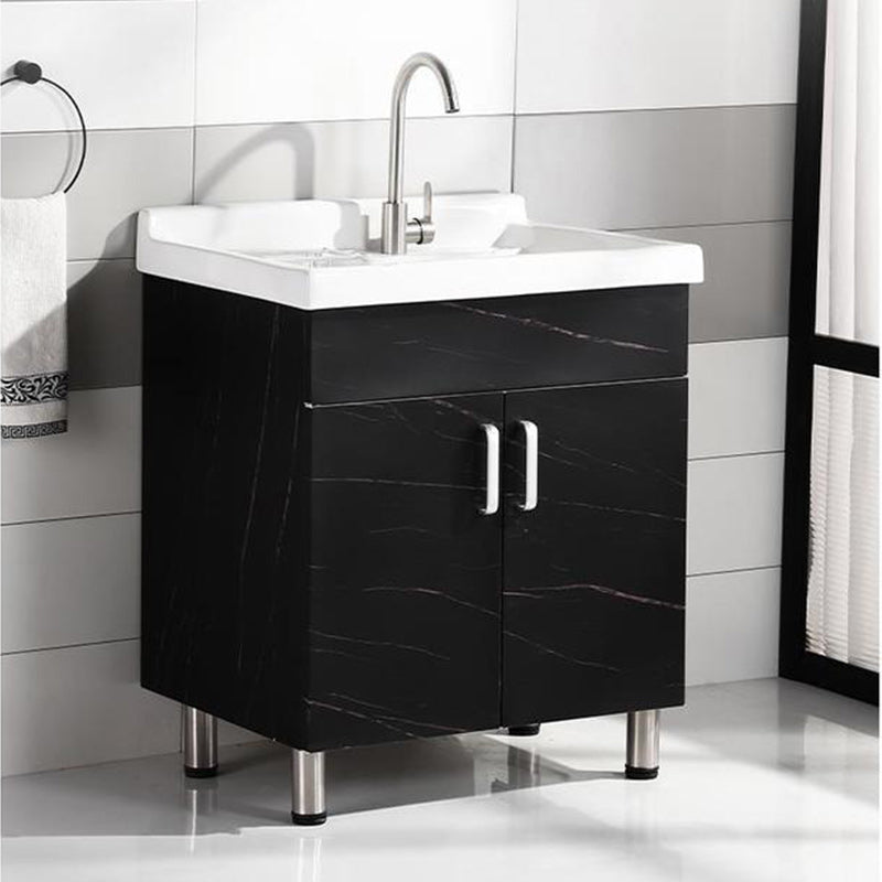 Solid Bath Vanity Set Ceramic Top Freestanding Single Sink Modern Bathroom Vanity