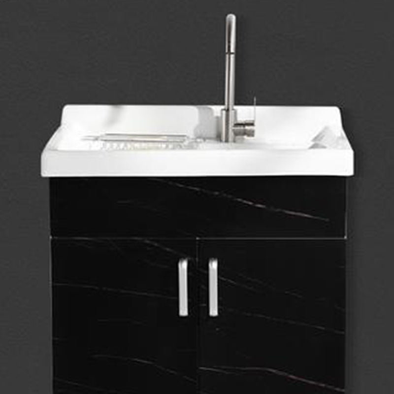 Solid Bath Vanity Set Ceramic Top Freestanding Single Sink Modern Bathroom Vanity