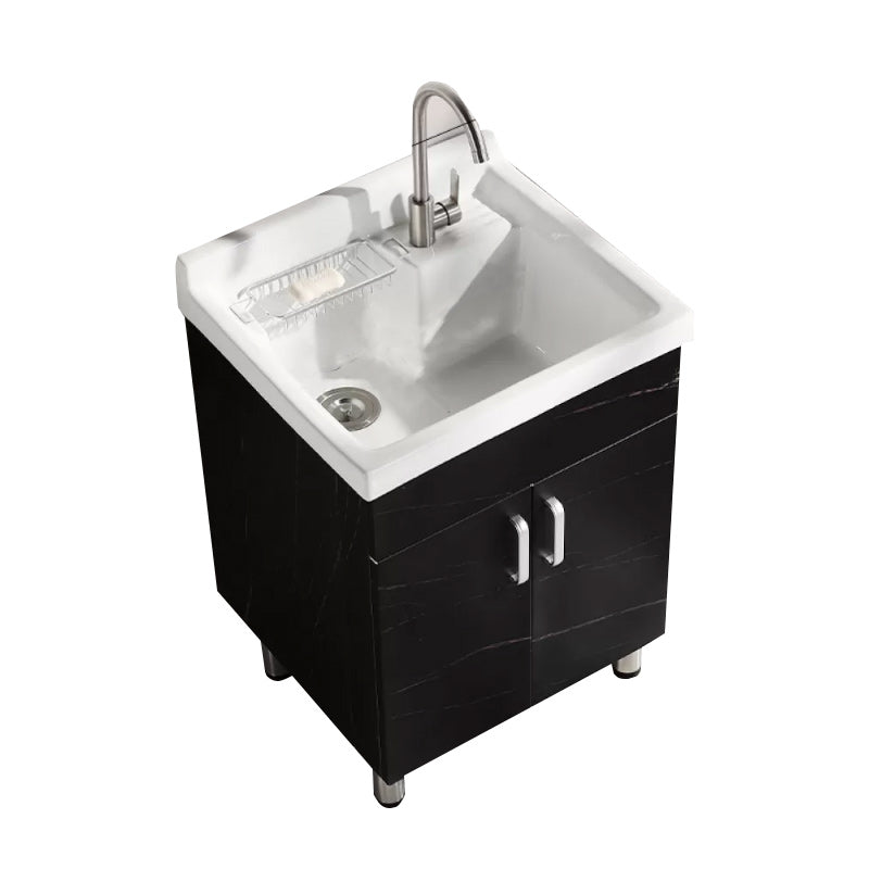 Solid Bath Vanity Set Ceramic Top Freestanding Single Sink Modern Bathroom Vanity