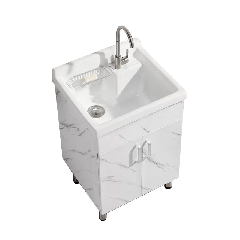 Solid Bath Vanity Set Ceramic Top Freestanding Single Sink Modern Bathroom Vanity