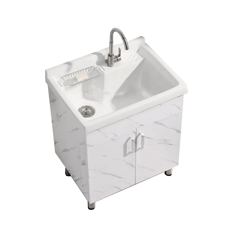 Solid Bath Vanity Set Ceramic Top Freestanding Single Sink Modern Bathroom Vanity