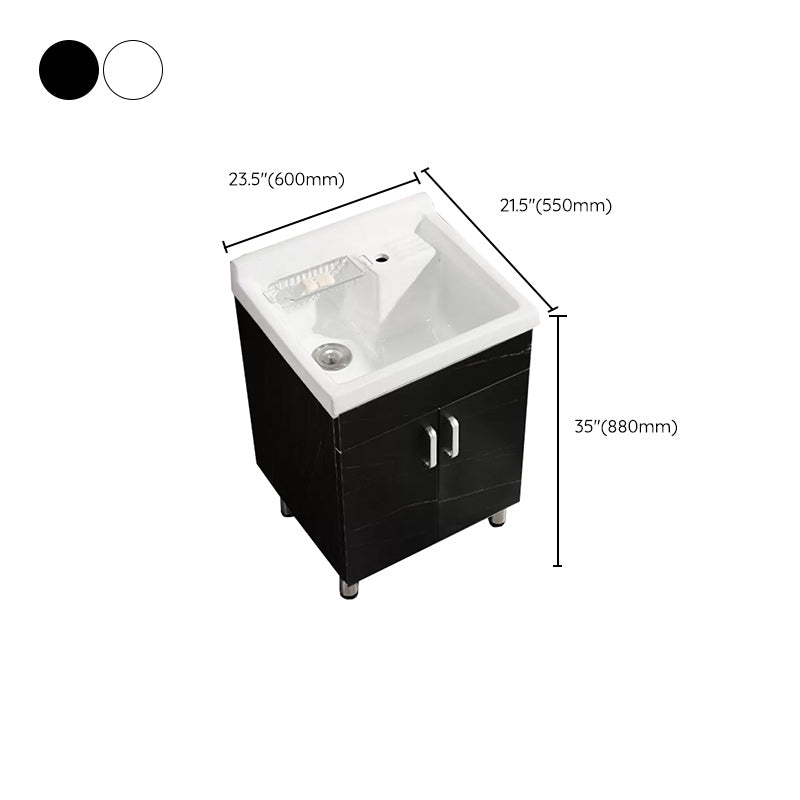 Solid Bath Vanity Set Ceramic Top Freestanding Single Sink Modern Bathroom Vanity