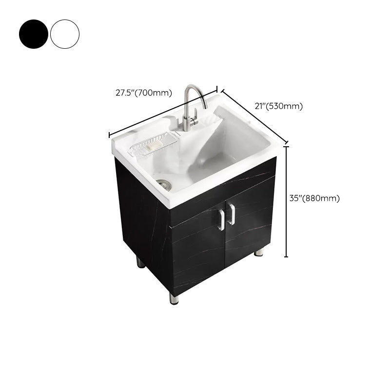 Solid Bath Vanity Set Ceramic Top Freestanding Single Sink Modern Bathroom Vanity