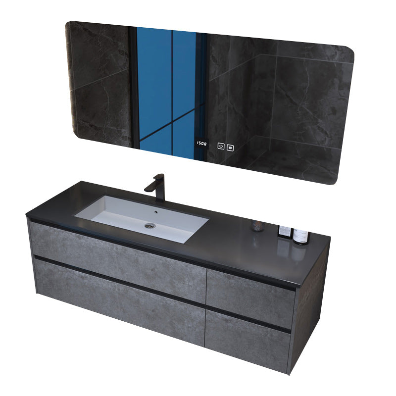 Modern Gray Sink Vanity Wall Mount Vanity Cabinet with Mirror Cabinet