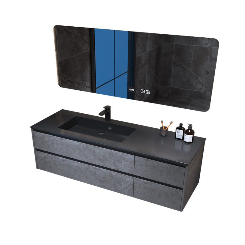 Modern Gray Sink Vanity Wall Mount Vanity Cabinet with Mirror Cabinet