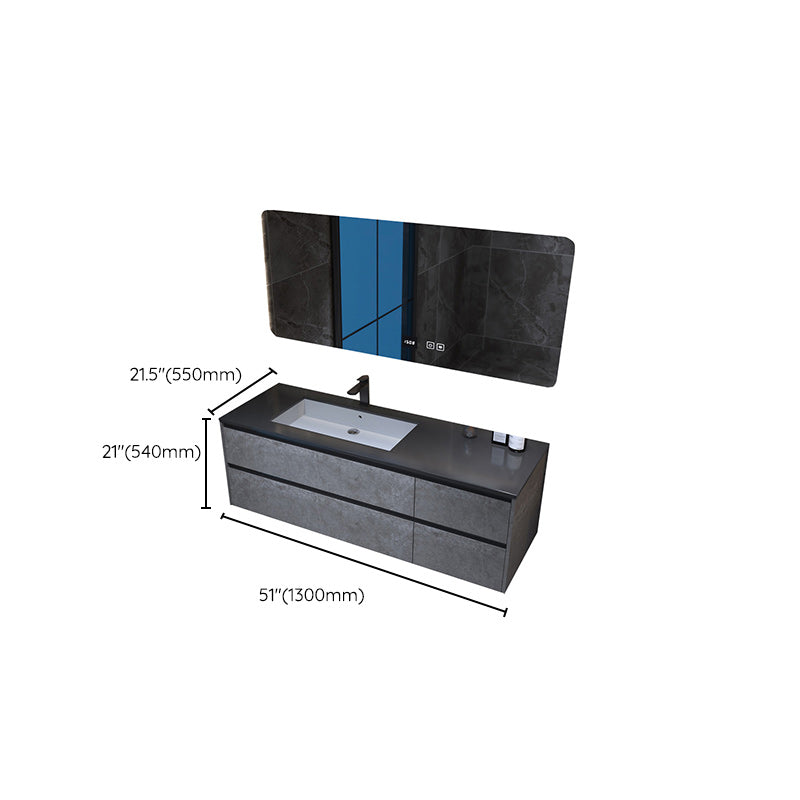 Modern Gray Sink Vanity Wall Mount Vanity Cabinet with Mirror Cabinet