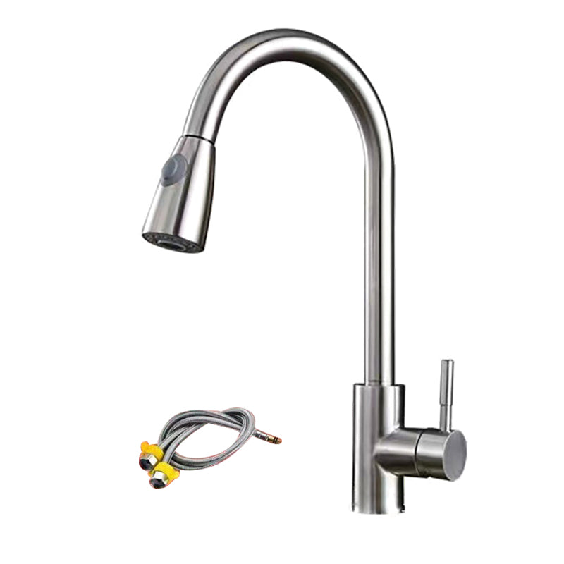 Modern 1-Handle Faucet Stainless Steel Pull down Standard Kitchen Faucet
