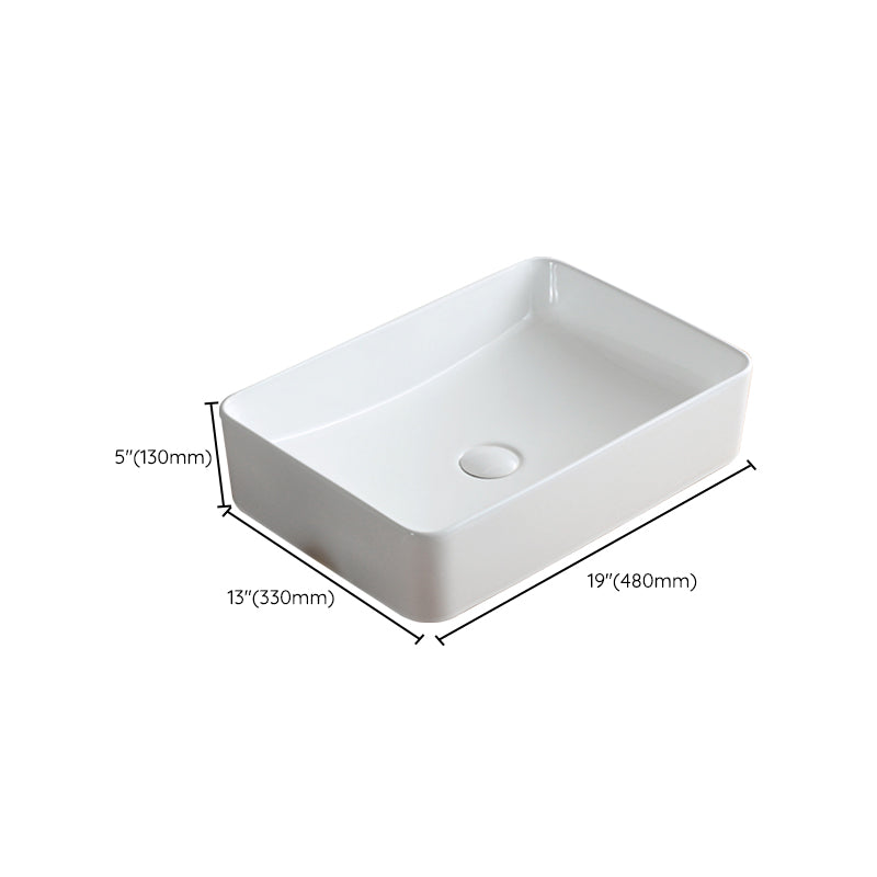 Modern Bathroom Sink Pop-Up Drain Porcelain Round Vessel Sink