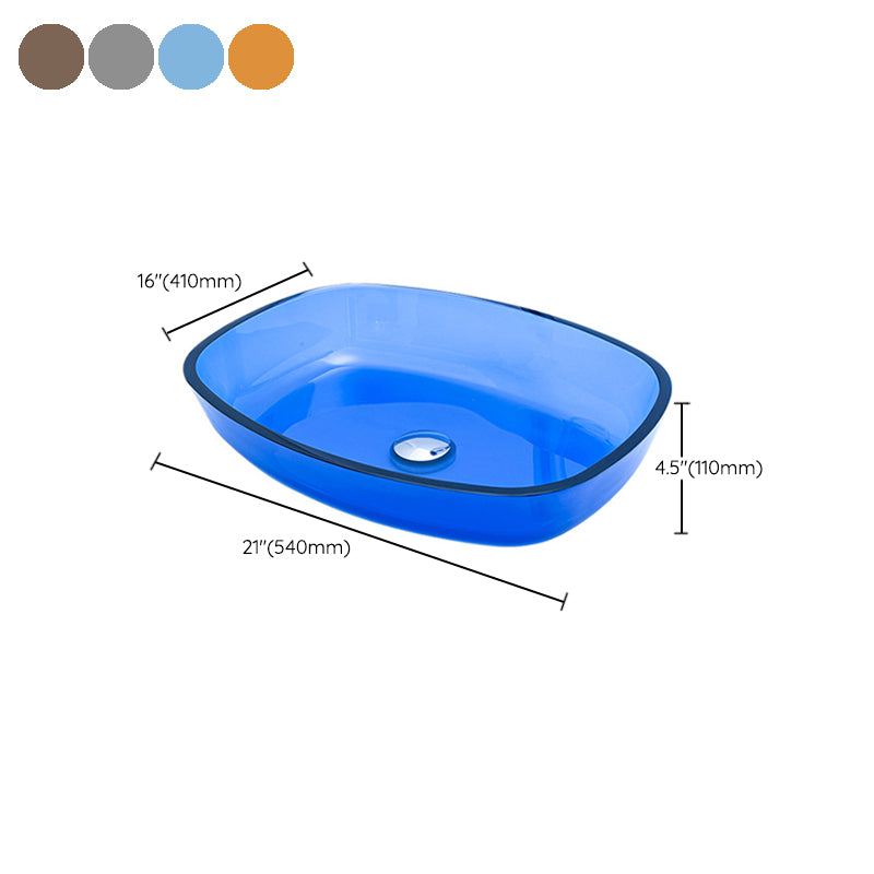 Modern Vessel Sink Oval Glass with Pop-Up Drain and Faucet Vessel Bathroom Sink