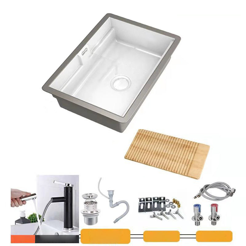 Modern Undermount Vanity Sink Rectangular Porcelain with Overflow and Faucet Vessel