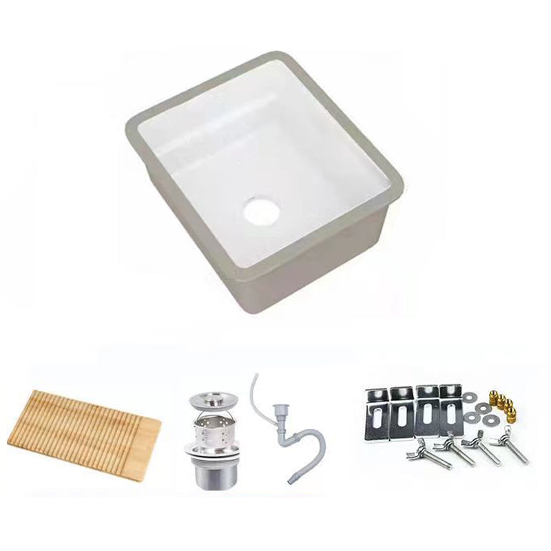 Modern Undermount Vanity Sink Rectangular Porcelain with Overflow and Faucet Vessel