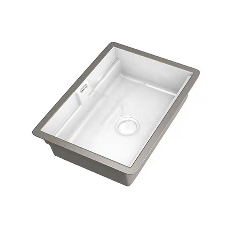 Modern Undermount Vanity Sink Rectangular Porcelain with Overflow and Faucet Vessel