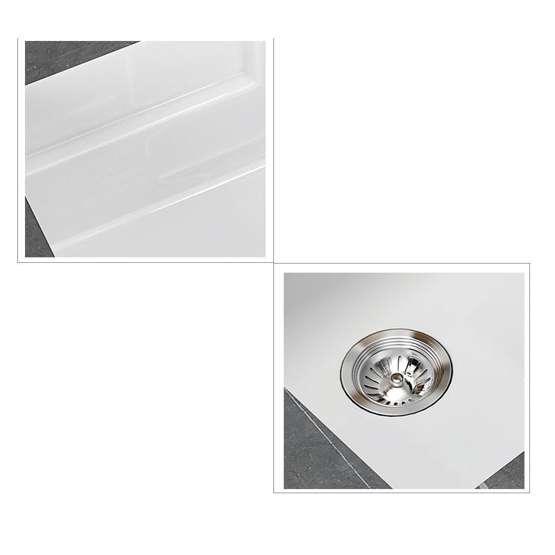 Modern Undermount Vanity Sink Rectangular Porcelain with Overflow and Faucet Vessel