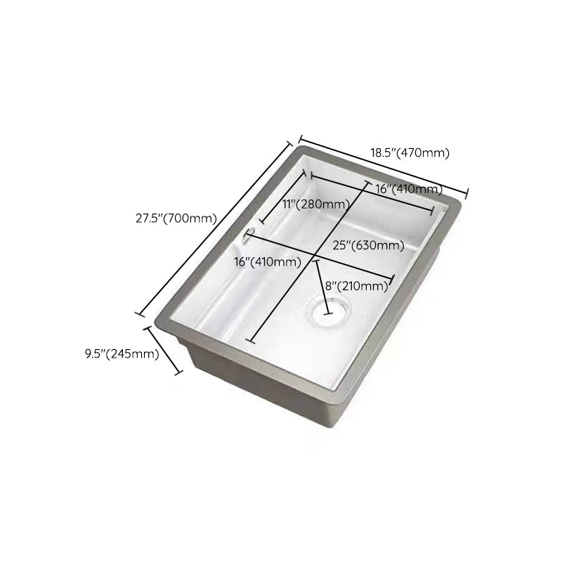 Modern Undermount Vanity Sink Rectangular Porcelain with Overflow and Faucet Vessel