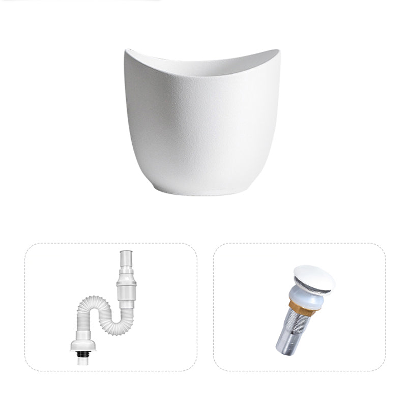 Modern Vessel Sink Round Porcelain with Pop-Up Drain Vessel Bathroom Sink