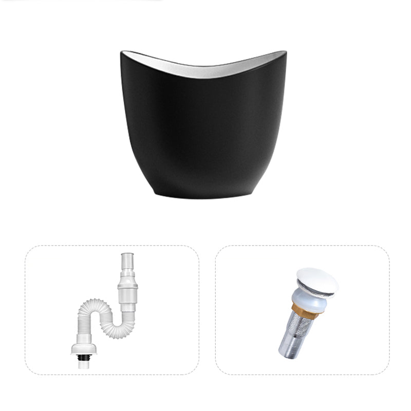 Modern Vessel Sink Round Porcelain with Pop-Up Drain Vessel Bathroom Sink