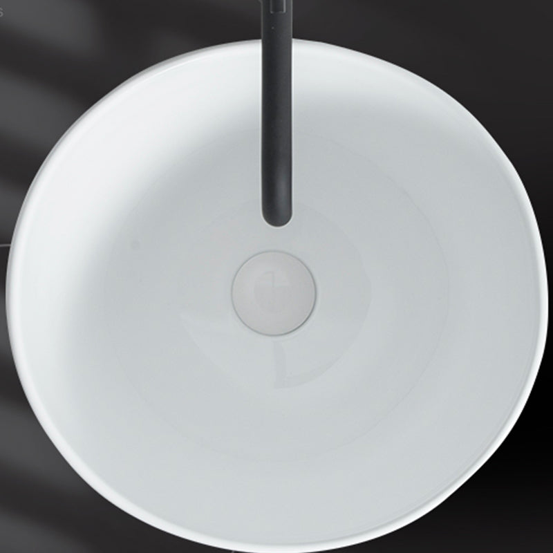 Modern Vessel Sink Round Porcelain with Pop-Up Drain Vessel Bathroom Sink