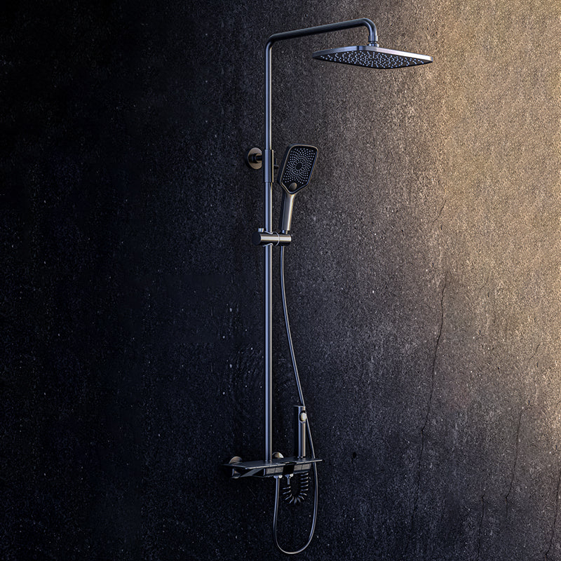 Brass Wall Mounted Shower Combo Rain Shower Set with Slide Bar Included