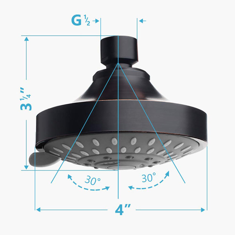Round Metal Fixed Shower Head Traditional Adjustable Spray Pattern Shower Head