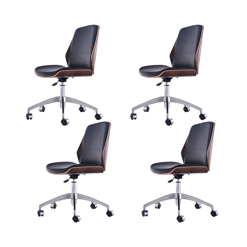 Modern Desk Chair Leather Conference Chair Mid Back Chair with Wheels