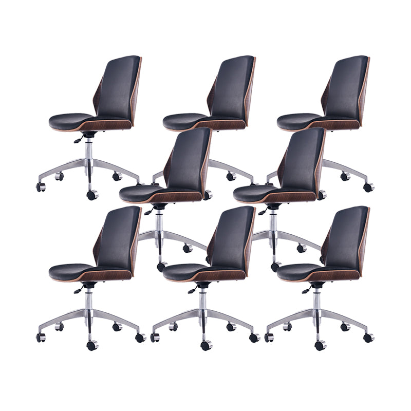 Modern Desk Chair Leather Conference Chair Mid Back Chair with Wheels