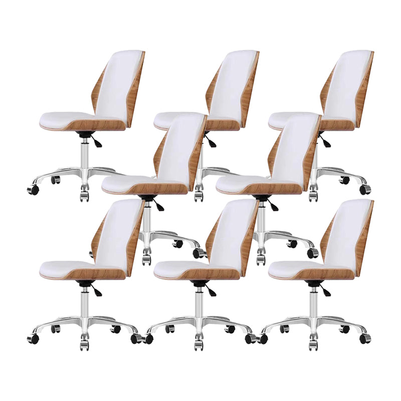 Modern Desk Chair Leather Conference Chair Mid Back Chair with Wheels