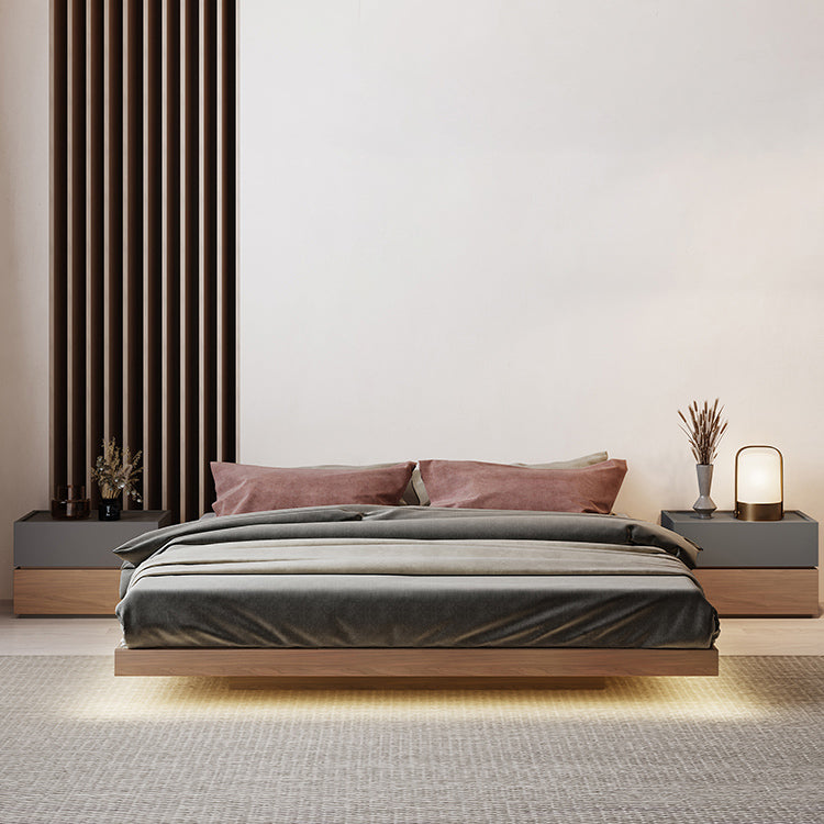 Espresso Platform Bed Frame Solid Wood Platform Bed Mid-Century Modern